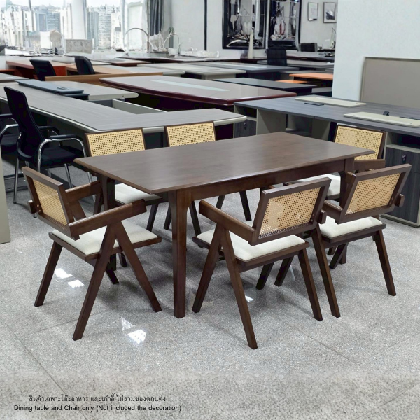 ชุดโต๊ะอาหารไม้ 6 ที่นั่ง WISDOM DESIGN FURNITURE รุ่น YUKI 170 ซม. สีวอลนัท